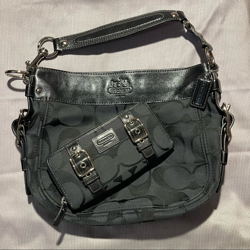 Coach Black Zoe Bag & Wallet